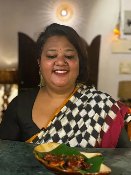 A happy moment from my "Travellers Feast" pop-up in Goa. The event was a huge success, with dishes like Prawns Ghee Roast and Coorg Mutton being the clear winners.
