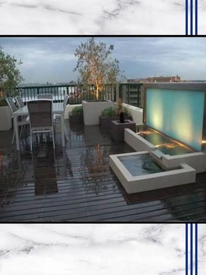 A rooftop terrace featuring a modern water feature. The gentle sound of flowing water adds a sense of tranquility, turning your balcony into a peaceful sanctuary.