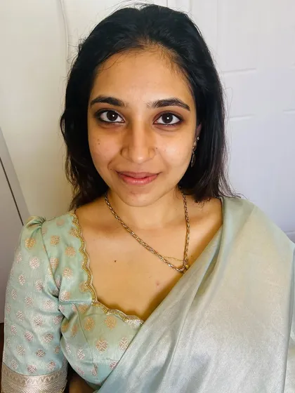 Here is Mahima before we began. Her natural beauty is the perfect canvas.