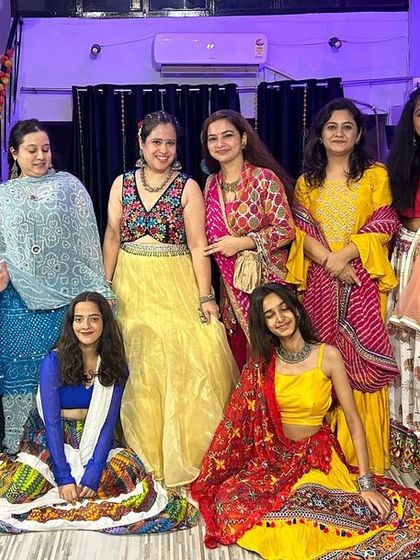 A beautiful group photo from our Dandiya Night, showcasing the vibrant traditional outfits and the strong sense of community among our female members.