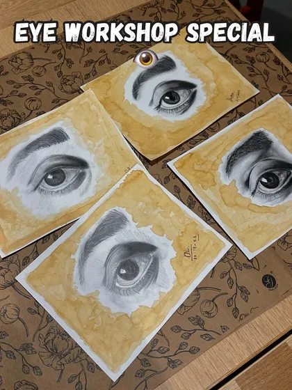 Here are some of the incredible results from my eye sketching workshop. Using graphite and charcoal, I'll teach you the techniques to create depth, shadow, and realistic detail.