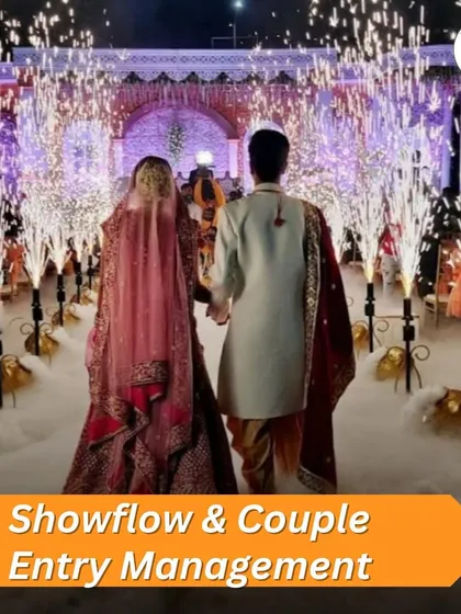 We manage the entire showflow to create high-impact moments. A grand couple entry, complete with sparklers and dramatic fog, ensures all eyes are on you and sets an exciting tone for the reception.