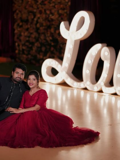 Our large, illuminated 'Love' sign is a fun and bold prop that adds a clear message to your pre-wedding or couple photos.
