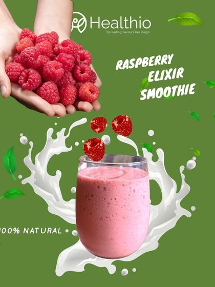 Our Raspberry Elixir Smoothie is a treat for any smoothie lover. This graphic shows how we use 100% natural raspberries to create a drink that is both healthy and delicious.