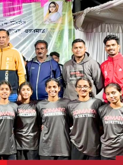 The K J Somaiya College of Science and Commerce Junior Girls' Basketball Team after being crowned champions of the DSO State Basketball Tournaments.