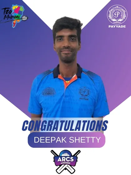 Our fast bowler Deepak Shetty earns his spot with ARCS Andheri in the T20 Mumbai League. We wish him the best as he prepares to showcase his pace and skill.