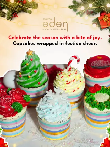Celebrate the season with a bite of joy. Our Christmas cupcakes are wrapped in festive cheer, from trees to candy canes.