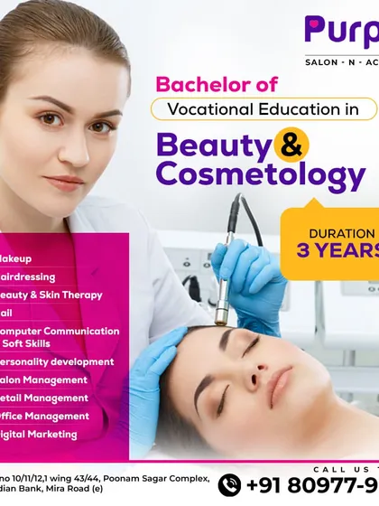 Our 3-year B.Voc degree in Beauty & Cosmetology is a university-level program that combines practical skills with business management. You will learn makeup, hairdressing, skin therapy, and also retail, office, and digital marketing management.