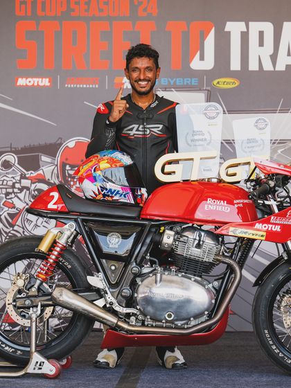 Our chief instructor posing with his race-winning bike and trophies after a successful round in the GT Cup.