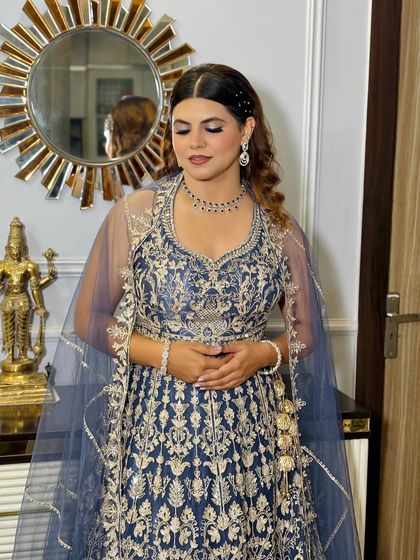 The client looking serene and elegant. The makeup is carefully applied to ensure it lasts all night long.