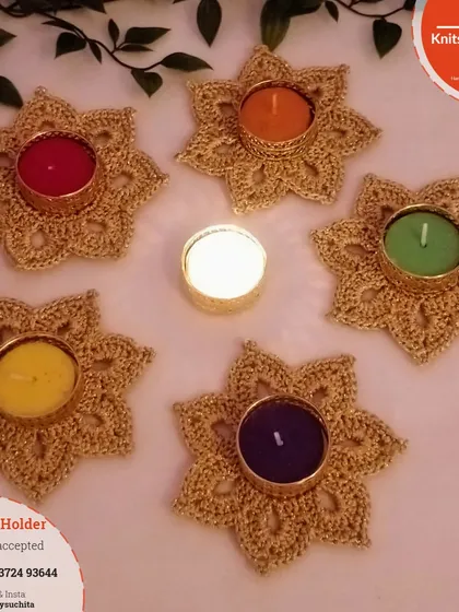 My tea light holders made with elegant golden yarn have become very popular. I am so thankful for all the love they have received.