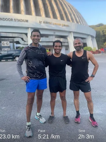 A 23km run with friends. It's about sharing tips, catching up, and pushing each other to be better. The community makes every run more meaningful.