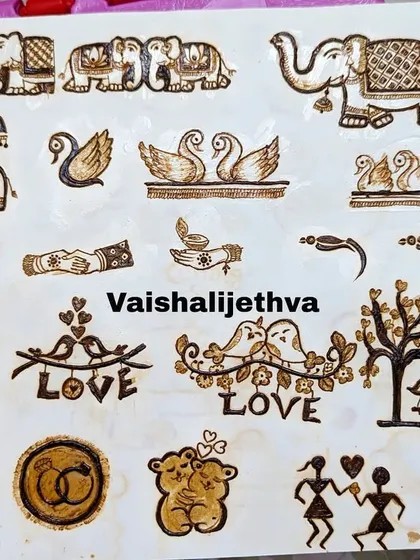 A versatile practice sheet with love-themed motifs, elephants, swans, and other popular design elements.