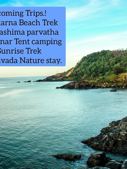 An announcement for upcoming trips, including the Gokarna beach trek.
