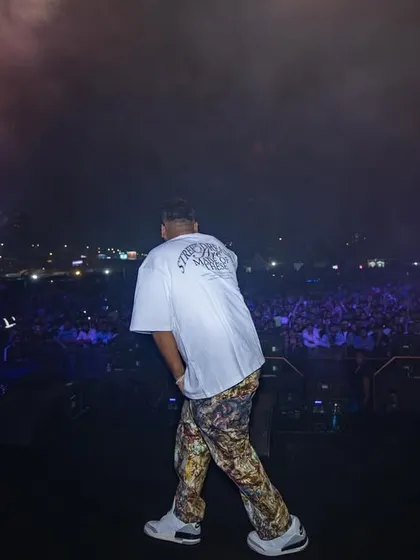 A view from behind me, looking out at the massive festival crowd. This is what it feels like to be on top of the world.