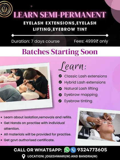 All the details for our 7-day comprehensive course. We cover everything from classic and hybrid lash extensions to natural lash lifting and eyebrow mapping, ensuring you become a well-rounded lash and brow artist.