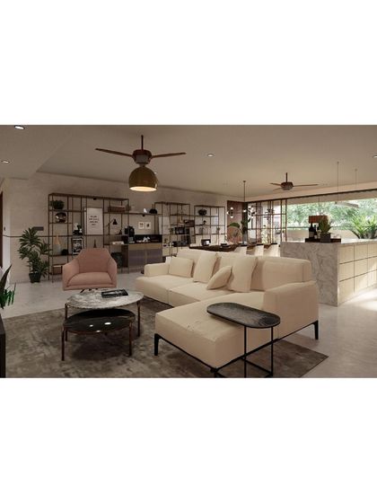 A living area render for 'Residence at Hutchins'.