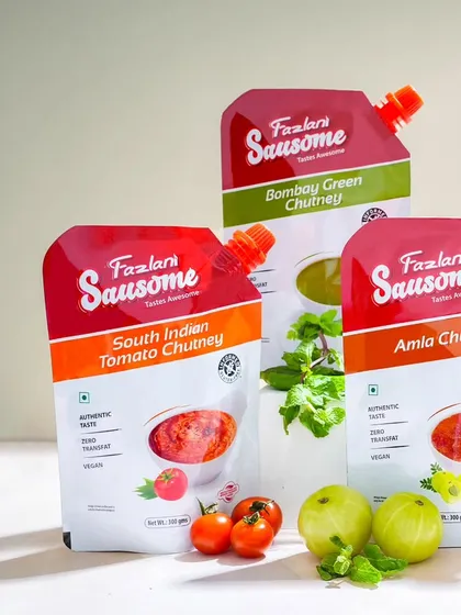 This composition showcases a range of chutneys with their core ingredients. The split view contrasts a traditional, festive setup with a clean, modern presentation, highlighting the brand's blend of authenticity and convenience.