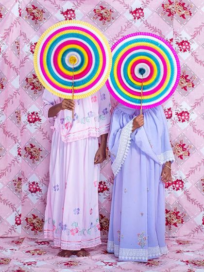 'No Longer A Memory', an archival print by Cop Shiva, presented at the Seattle Art Fair. This piece explores identity and memory through nostalgic, layered portraits.