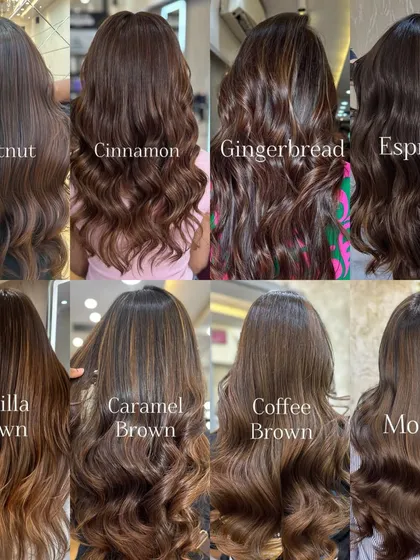 Welcome to our brown shade library. From Chestnut and Cinnamon to Caramel and Mocha, this shows just a fraction of the custom brown tones I create. Each one is designed to be rich, dimensional, and perfect for you.