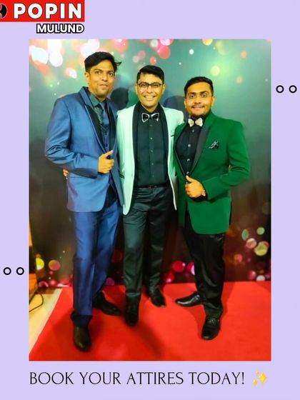 Another shot of the stylish trio. This time, the client in the middle has swapped his black jacket for a light mint green one, showing how easy it is to change your look.