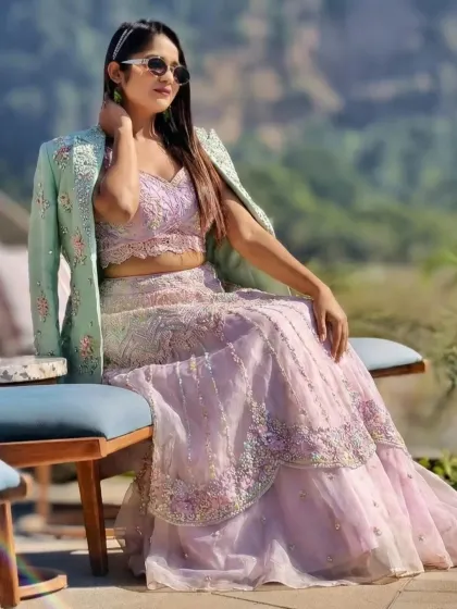 Soaking in the sun at Mussoorie before the Mehendi function. The beautiful mountain backdrop and my pastel outfit created a picture-perfect moment.