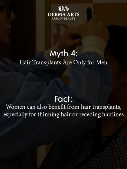 Myth: Hair transplants are only for men. Fact: Women experiencing thinning hair or receding hairlines can also be excellent candidates for a transplant. We create customized plans for everyone.