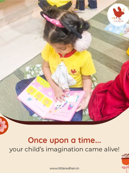 This image captures a moment of pure imagination as a child delves into a storybook. Our goal is to make "Once upon a time" a daily adventure that brings learning to life.