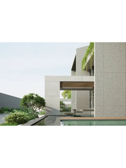 A conceptual render for the 'House on Water' project, exploring how the building interacts with a large water body to create a serene and integrated living environment.