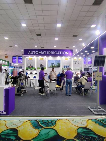 A wide shot of our presence at Agri Intex 2025, featuring our solar-powered Autodrip system. We are committed to sustainable and efficient farming solutions.