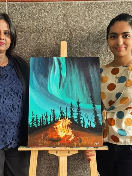 I am so proud of my student Shreya, who painted this breathtaking Northern Lights scene. In my acrylic painting courses, you will learn how to blend colors and create atmospheric effects to bring dramatic landscapes like this to life on canvas.