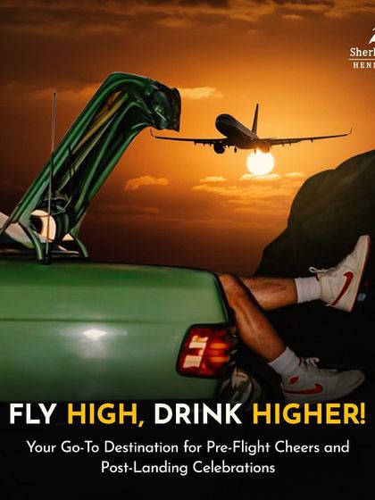 Fly High, Drink Higher. A message to all travelers that my pub is the go-to spot for airport-adjacent celebrations.