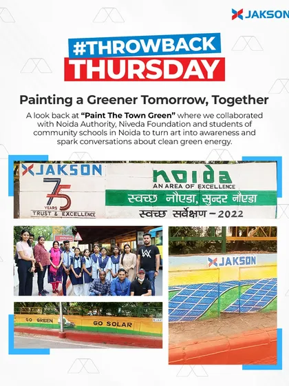 Through our "Paint The Town Green" initiative, we collaborated with Noida Authority and community schools to turn art into awareness. Students painted murals depicting solar energy, sparking conversations about cleaner choices in everyday life.