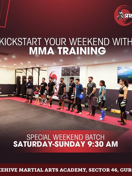 Kickstart your weekend with our special MMA training batch. This graphic provides the details for our popular Saturday and Sunday morning classes.