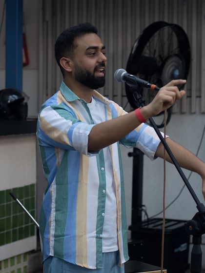 One of our founders, Sparsh, hosting the open mic session. We are always there to cheer on every single performer.