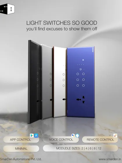 Our touch switches are designed to be shown off. Available in a range of finishes and module sizes from 2 to 12, they offer control via app, voice, or remote, perfectly blending form and function for your walls.