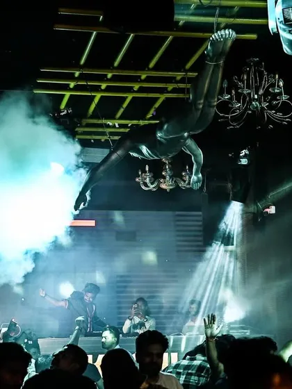 Smoke and acrobatic performers made for an unforgettable night at Mikachi Club, Pune.
