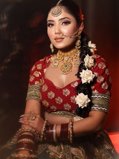 A full-on traditional Indian bride. This is the kind of look that is always in demand.