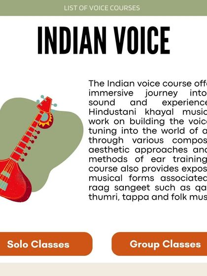 An overview of our Indian Voice course, available for both solo and group learning. We provide an immersive journey into the sound and experience of Hindustani khayal music.