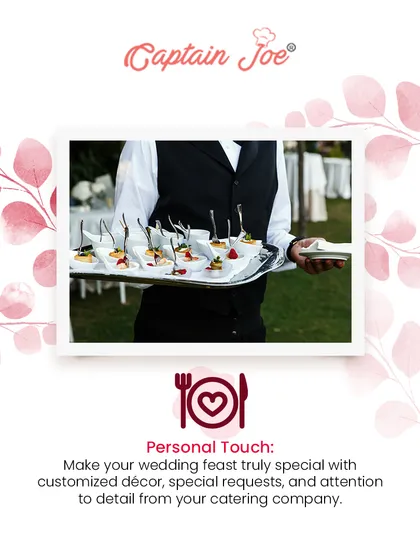 We add a personal touch to every event. A server presents a tray of elegantly arranged appetizers, showcasing our attention to detail in both food presentation and guest service.