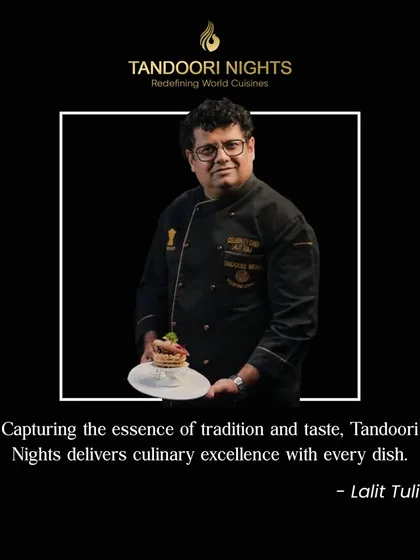 "Capturing the essence of tradition and taste, we deliver culinary excellence with every dish." - Chef Lalit Tuli, holding one of our signature creations.