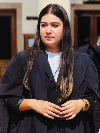 Focused and ready for the day's proceedings at the Delhi High Court.