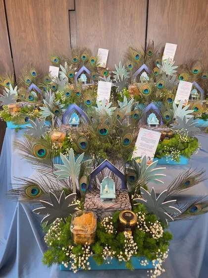 This image captures the full set of themed hampers, ready for the celebration. It highlights my capability to handle bulk orders for significant personal events like baby announcements or weddings.