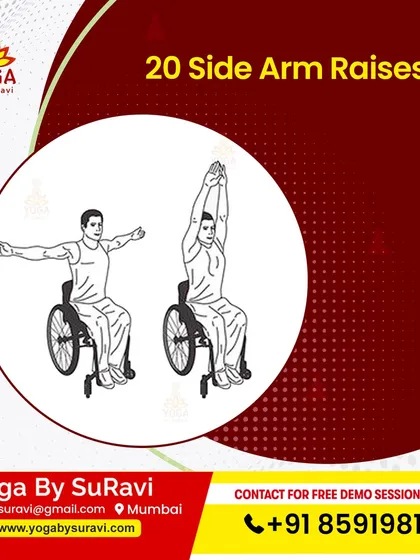 Our wheelchair exercise program includes Side Arm Raises to build shoulder and arm strength from a seated position.