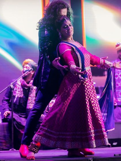 A beautiful moment of connection captured during a live concert. The partnership in a Flamenco-Kathak duet is about trust and feeding off each other's energy.