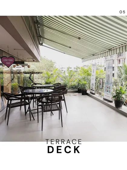 Take a moment to breathe on our terrace deck. I wanted to provide a space where you can relax before or after your treatment, connecting with a touch of nature in the city.