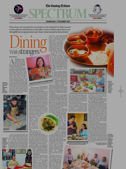 The full article in The Sunday Tribune's Spectrum. Being featured alongside other women who pour their hearts into serving 'Ghar ka Khaana' was a very special moment for me.