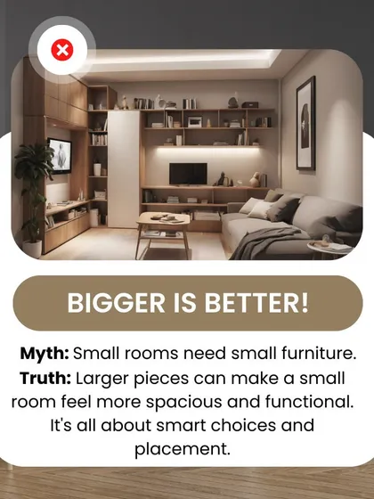 Bigger can be better, even in small rooms. It's all about smart choices and placement to avoid a cluttered look.
