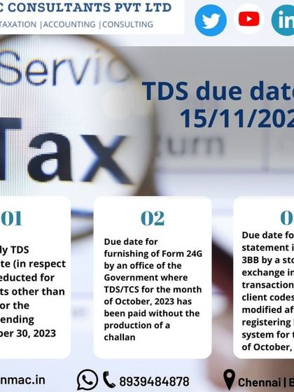 A specific deadline reminder for TDS compliance. This post details the various TDS certificates and statements that were due on November 15, 2023, for the quarter ending September 30, 2023.