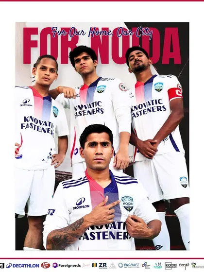 For our home, our city. A powerful image of our players, united in their commitment to represent Noida with pride.
